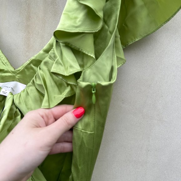 Cinq À Sept Petunia Silk Cocktail Mini Dress Prickly Pear Ruffle Trim Sz 6 - Picture 7 of 11